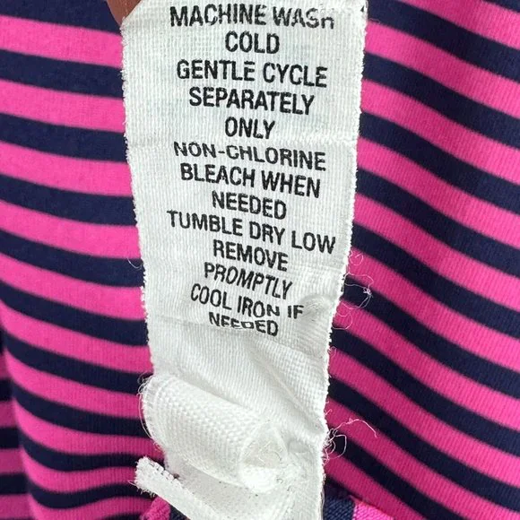 RLX Ralph Lauren Polo Shirt Mens Stripe Short Sleeve Logo Pga West Pink Navy L - Picture 9 of 10